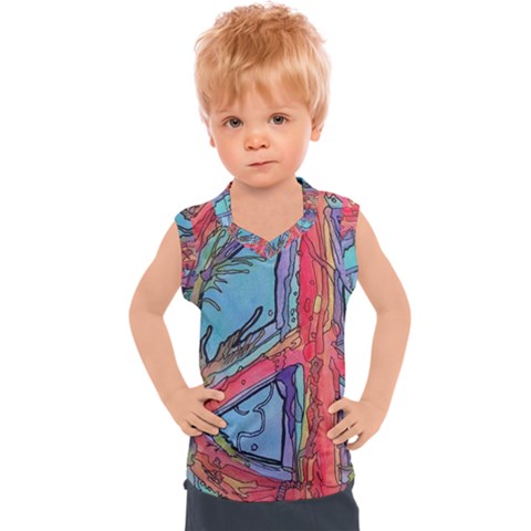 Hippie Peace Sign Psychedelic Trippy Kids  Sport Tank Top by Modalart