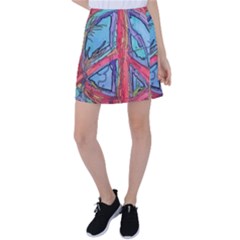 Hippie Peace Sign Psychedelic Trippy Tennis Skirt by Modalart