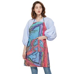 Hippie Peace Sign Psychedelic Trippy Pocket Apron by Modalart