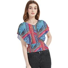 Hippie Peace Sign Psychedelic Trippy Butterfly Chiffon Blouse