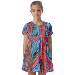 Hippie Peace Sign Psychedelic Trippy Kids  Short Sleeve Pinafore Style Dress