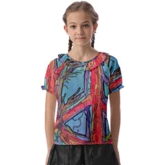 Hippie Peace Sign Psychedelic Trippy Kids  Frill Chiffon Blouse by Modalart