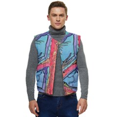 Hippie Peace Sign Psychedelic Trippy Men s Button Up Puffer Vest	