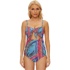 Hippie Peace Sign Psychedelic Trippy Knot Front One-piece Swimsuit