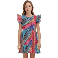 Hippie Peace Sign Psychedelic Trippy Kids  Winged Sleeve Dress