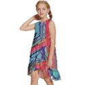 Hippie Peace Sign Psychedelic Trippy Kids  Frill Swing Dress View2