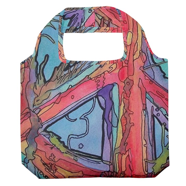 Hippie Peace Sign Psychedelic Trippy Premium Foldable Grocery Recycle Bag