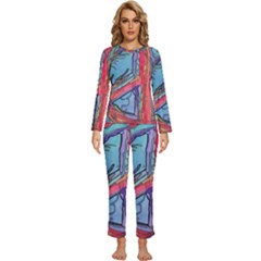 Hippie Peace Sign Psychedelic Trippy Womens  Long Sleeve Lightweight Pajamas Set