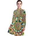 Colorful Psychedelic Fractal Trippy Long Sleeve Chiffon Shirt Dress View1