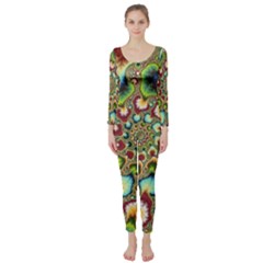 Colorful Psychedelic Fractal Trippy Long Sleeve Catsuit