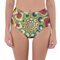 Colorful Psychedelic Fractal Trippy Reversible High-waist Bikini Bottoms