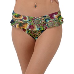 Colorful Psychedelic Fractal Trippy Frill Bikini Bottoms