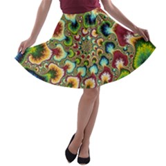 Colorful Psychedelic Fractal Trippy A-line Skater Skirt