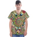 Colorful Psychedelic Fractal Trippy Men s V-Neck Scrub Top View1