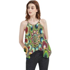 Colorful Psychedelic Fractal Trippy Flowy Camisole Tank Top by Modalart