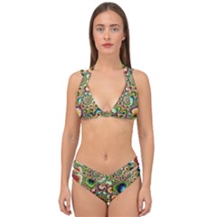 Colorful Psychedelic Fractal Trippy Double Strap Halter Bikini Set by Modalart