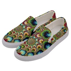 Colorful Psychedelic Fractal Trippy Men s Canvas Slip Ons