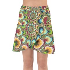 Colorful Psychedelic Fractal Trippy Wrap Front Skirt by Modalart