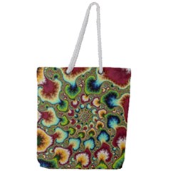 Colorful Psychedelic Fractal Trippy Full Print Rope Handle Tote (large)