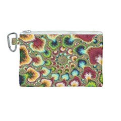 Colorful Psychedelic Fractal Trippy Canvas Cosmetic Bag (medium)