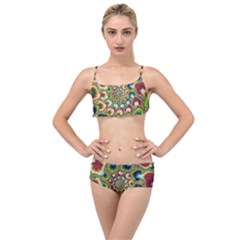 Colorful Psychedelic Fractal Trippy Layered Top Bikini Set