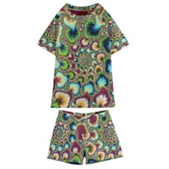 Colorful Psychedelic Fractal Trippy Kids  Swim T-shirt And Shorts Set by Modalart