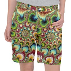 Colorful Psychedelic Fractal Trippy Women s Pocket Shorts