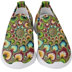 Colorful Psychedelic Fractal Trippy Kids  Slip On Sneakers by Modalart