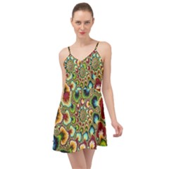 Colorful Psychedelic Fractal Trippy Summer Time Chiffon Dress