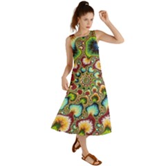 Colorful Psychedelic Fractal Trippy Summer Maxi Dress by Modalart