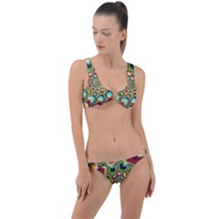 Colorful Psychedelic Fractal Trippy Ring Detail Crop Bikini Set by Modalart