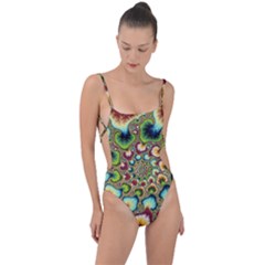 Colorful Psychedelic Fractal Trippy Tie Strap One Piece Swimsuit by Modalart