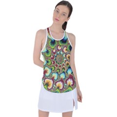 Colorful Psychedelic Fractal Trippy Racer Back Mesh Tank Top