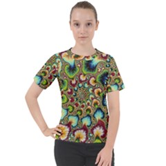 Colorful Psychedelic Fractal Trippy Women s Sport Raglan T-shirt