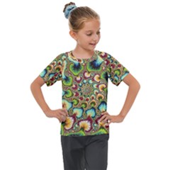 Colorful Psychedelic Fractal Trippy Kids  Mesh Piece T-shirt