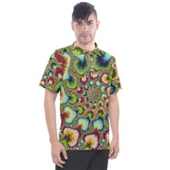 Colorful Psychedelic Fractal Trippy Men s Polo T-shirt