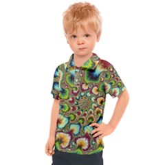 Colorful Psychedelic Fractal Trippy Kids  Polo T-shirt