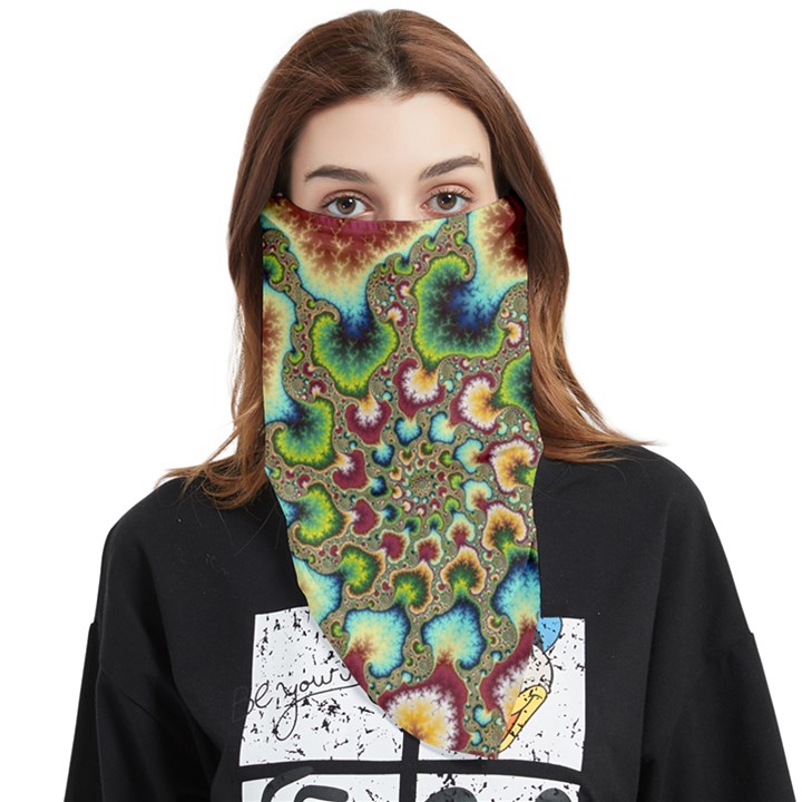 Colorful Psychedelic Fractal Trippy Face Covering Bandana (Triangle)