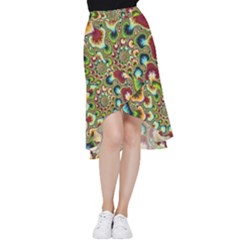 Colorful Psychedelic Fractal Trippy Frill Hi Low Chiffon Skirt