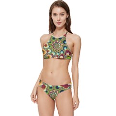 Colorful Psychedelic Fractal Trippy Banded Triangle Bikini Set by Modalart