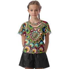 Colorful Psychedelic Fractal Trippy Kids  Front Cut T-shirt by Modalart