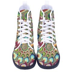 Colorful Psychedelic Fractal Trippy Women s High-top Canvas Sneakers by Modalart