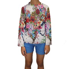 Valentine s Day Heart Artistic Psychedelic Kids  Long Sleeve Swimwear by Modalart