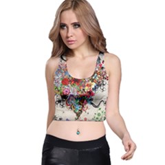 Valentine s Day Heart Artistic Psychedelic Racer Back Crop Top by Modalart