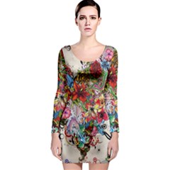 Valentine s Day Heart Artistic Psychedelic Long Sleeve Bodycon Dress