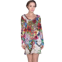 Valentine s Day Heart Artistic Psychedelic Long Sleeve Nightdress