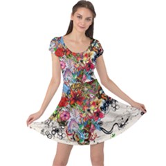 Valentine s Day Heart Artistic Psychedelic Cap Sleeve Dress