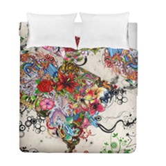 Valentine s Day Heart Artistic Psychedelic Duvet Cover Double Side (full/ Double Size)