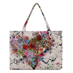 Valentine s Day Heart Artistic Psychedelic Medium Tote Bag by Modalart