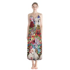 Valentine s Day Heart Artistic Psychedelic Button Up Chiffon Maxi Dress by Modalart